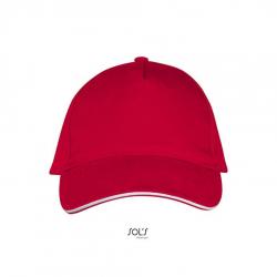 5-panelowa czapka z daszkiem SOL'S LONG BEACH-Red / White