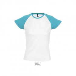 Kontrastowa koszulka damska SOL'S MILKY-White / Atoll blue