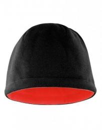 RESULT WINTER ESSENTIALS RC374 Reversible Fleece Skull Hat-Black/Red