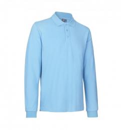 Męska koszulka polo z długim rękawem stretch ID 0544-Light blue