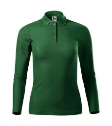 Damska koszulka polo z długim rękawem MALFINI Pique Polo LS 231-zieleń butelkowa