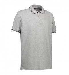 Męska kontrastowa koszulka polo stretch ID 0522-Grey melange