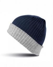 RESULT WINTER ESSENTIALS RC378 Double Layer Knitted Hat-Navy/Grey