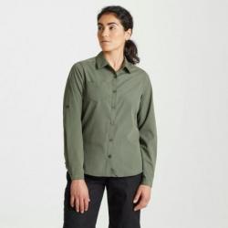 Craghoppers Expert Womens Kiwi Long Sleeved Shirt-Dk Cedar Grn