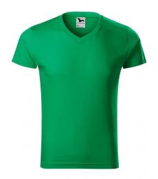 Koszulka męska MALFINI Slim Fit V-neck 146-zieleń trawy