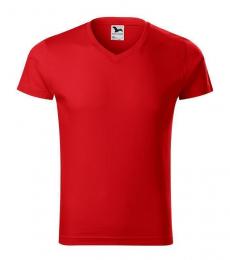 Koszulka męska MALFINI Slim Fit V-neck 146-czerwony
