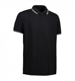 Męska kontrastowa koszulka polo stretch ID 0522-Black