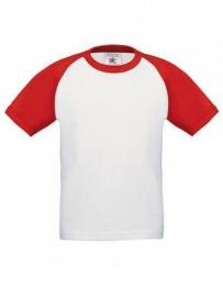 B&C Kids´ T-Shirt Base-Ball– White/Red