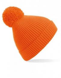 BEECHFIELD B382 Engineered Knit Ribbed Pom Pom Beanie-Orange