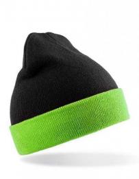 RESULT GENUINE RECYCLED RT930 Recycled Black Compass Beanie-Black/Lime
