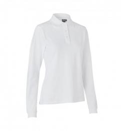 Damska koszulka polo z długim rękawem stretch ID 0545-White