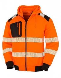 RESULT GENUINE RECYCLED RT503 Recycled Zipped Safety Hoody-Fluorescent Orange/Black