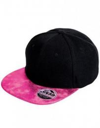 RESULT HEADWEAR RH87 Bronx Flat Glitter Peak Snapback Cap-Black/Pink