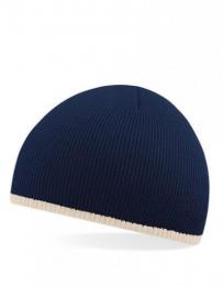 BEECHFIELD B44C Two-Tone Pull-On Beanie-French Navy/Stone