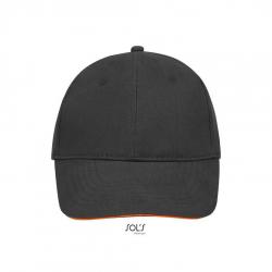 6-panelowa czapka z daszkiem SOL'S BUFFALO-Dark grey / Orange