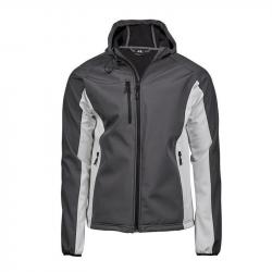 TEE JAYS Men´s Hooded Lightweight Performance Softshell Jacket TJ9514N-Dark Grey (Solid)/Off White