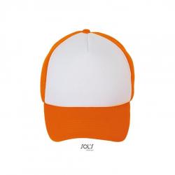 5-panelowa czapka z siatką SOL'S BUBBLE-White / Neon orange