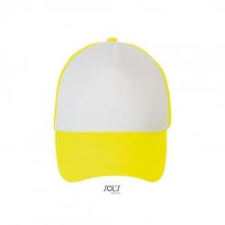 5-panelowa czapka z siatką SOL'S BUBBLE-White / Neon yellow