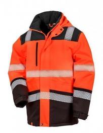 RESULT SAFE-GUARD RT475 Printable Waterproof Softshell Safety Coat-Fluorescent Orange/Black