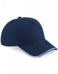 BEECHFIELD B25c Authentic 5 Panel Cap - Piped Peak-French Navy/Bright Royal/White